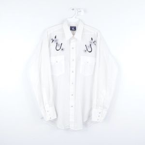 70s Rockabilly Stitched Western Shirt Mens Medium